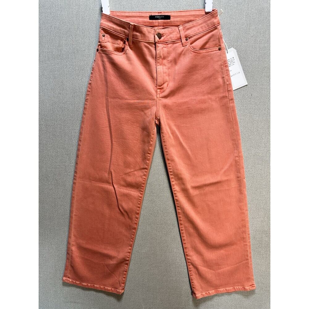 Fidelity Jeans Womens Malibu high wide‎ leg crop 26/25 MSRP $209 Coral PREPPY